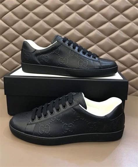 gucci ace sneakers men's black|gucci ace gg suede sneakers.